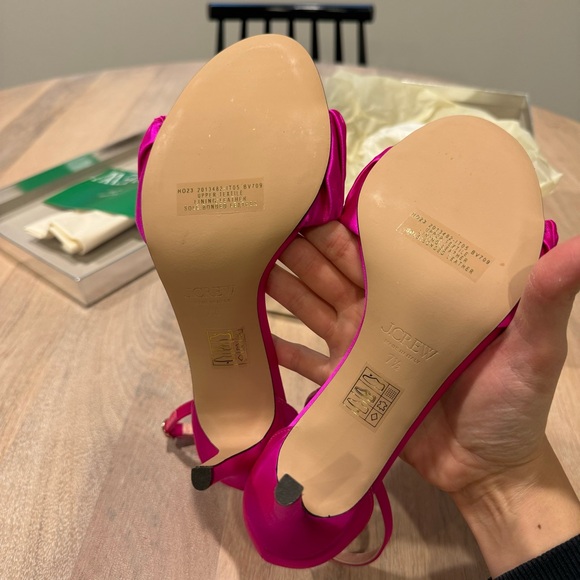 J.Crew Collection Rylie ruched-strap heels in satin Pink BV709 size 7.5 - Picture 7 of 9